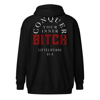 Conquer Your Inner Bitch Zipper Hoodie - Premium Zipper Hoodie - Discipline Directive Co.