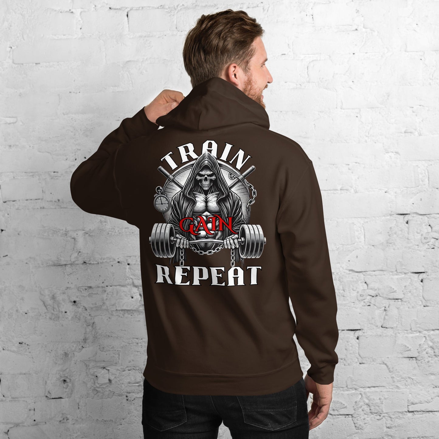 Train, Gain, Repeat Graphic Hoodie - Premium Hoodie - Discipline Directive Co.