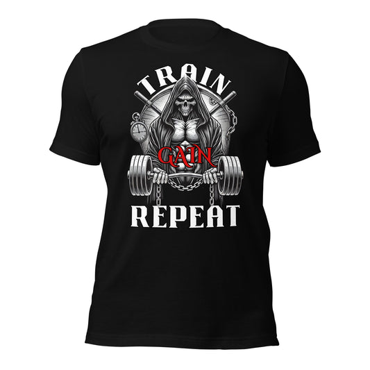 Train, Gain, Repeat Tee - Chest Print - Premium T - Shirt - Discipline Directive Co.