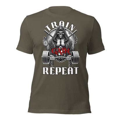 Train, Gain, Repeat Tee - Chest Print - Premium T - Shirt - Discipline Directive Co.